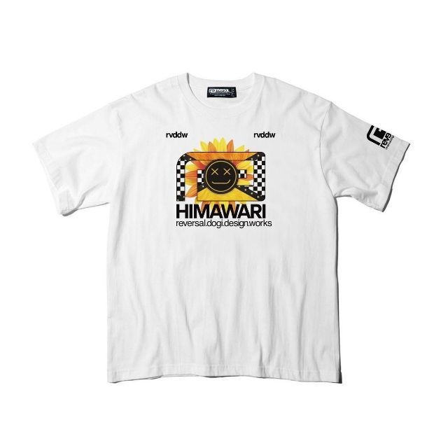 Reversal RVDDW Himawari Big Mark T-Shirt – White – flat lay