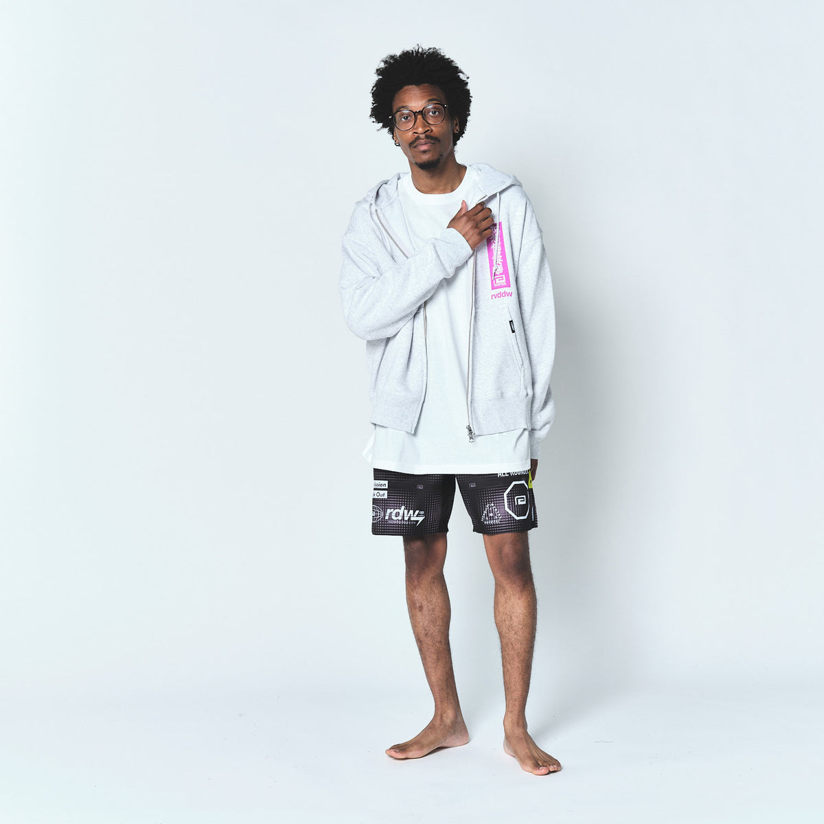 Reversal RVDDW Ping An Fu Box Zip Hoodie – Ash – model shot