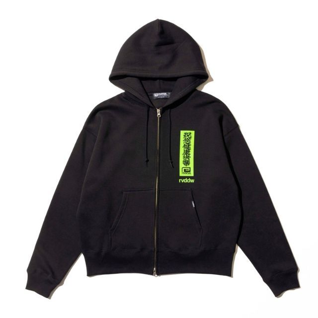 Reversal RVDDW Ping An Fu Box Zip Hoodie – Black – flat lay