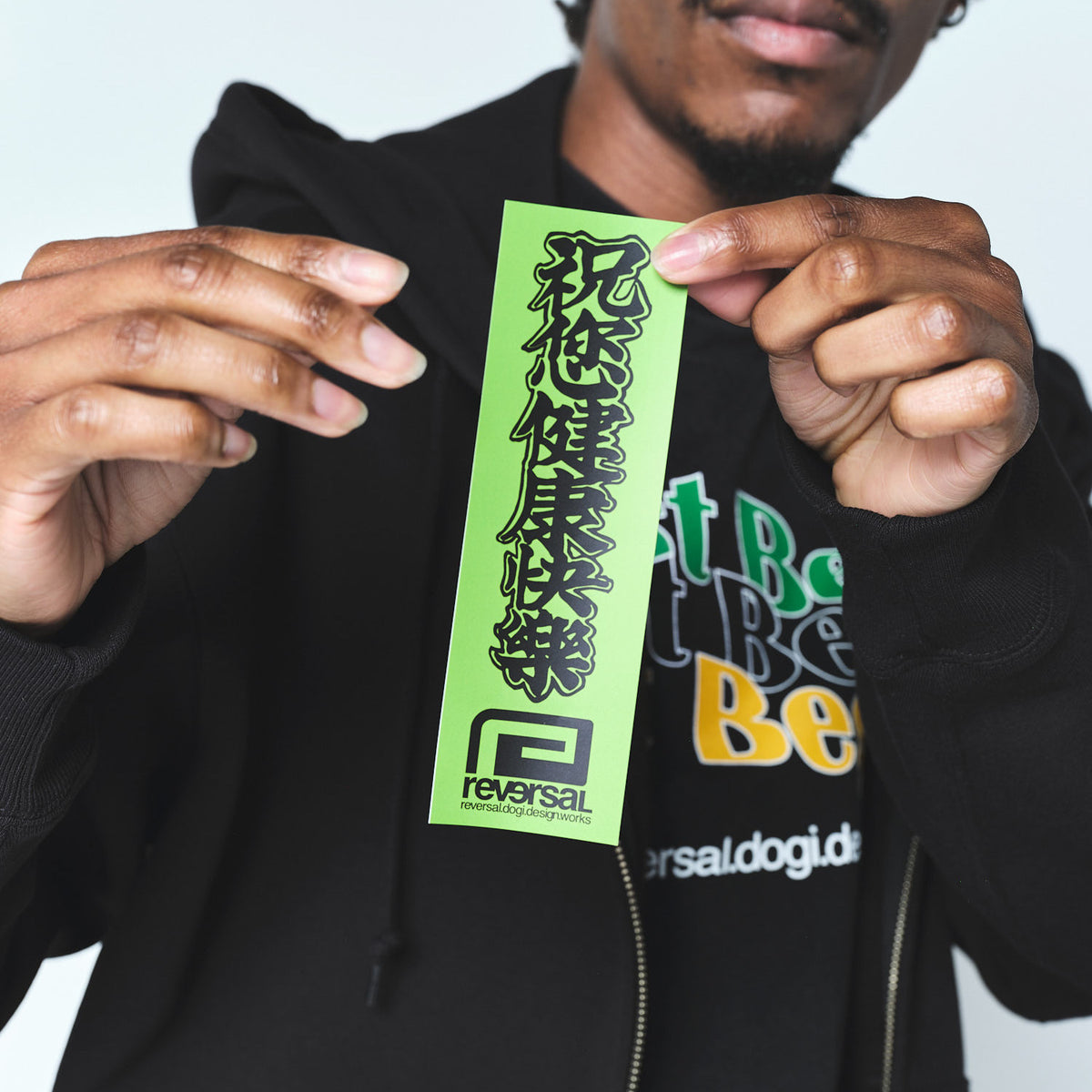 Reversal RVDDW Ping An Fu Box Zip Hoodie – Black – model shot