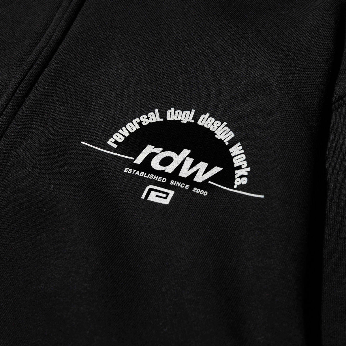 Reversal RVDDW RDW Heavyweight Zip Hoodie – Black – detail shot