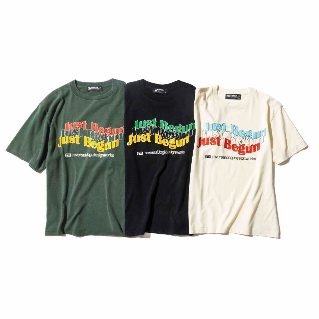 Reversal RVDDW Just Begun T-Shirt – Black, White and Green – flat lay