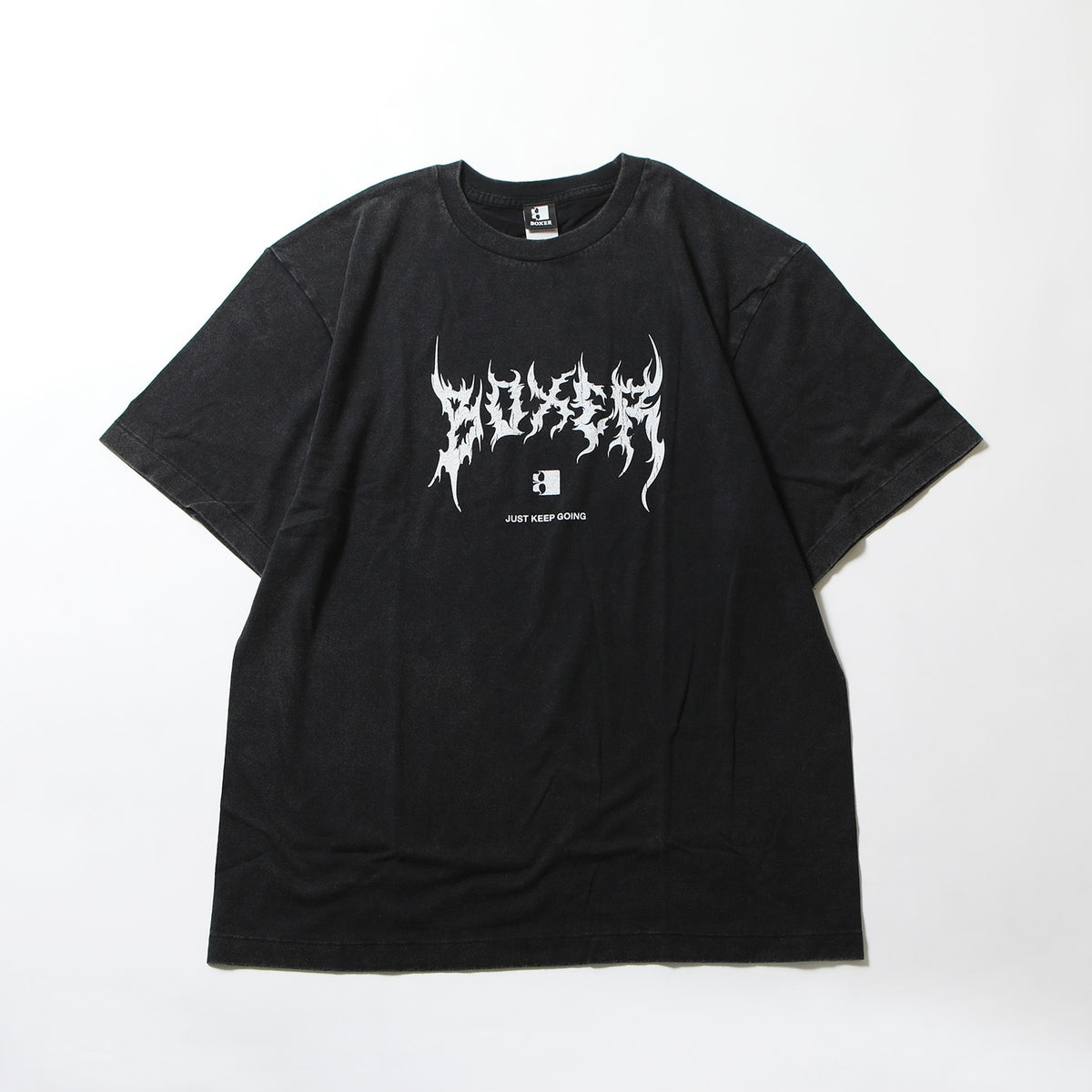 Boxer Metal Logo T-Shirt – Black – flat lay