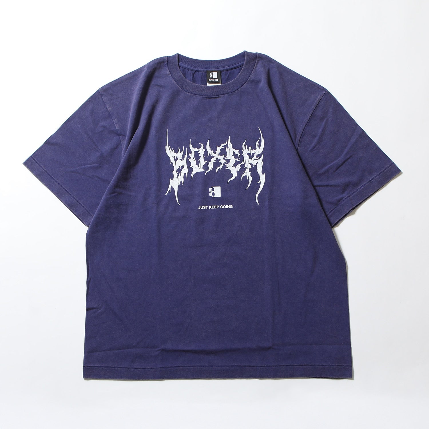 Boxer Metal Logo T-Shirt – Purple – flat lay
