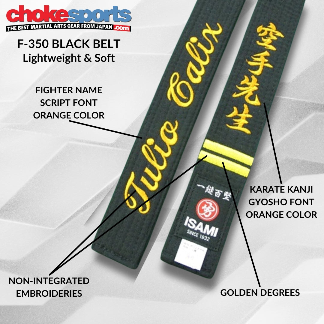 Lightweight Isami Karate Black Belt with Embroidery