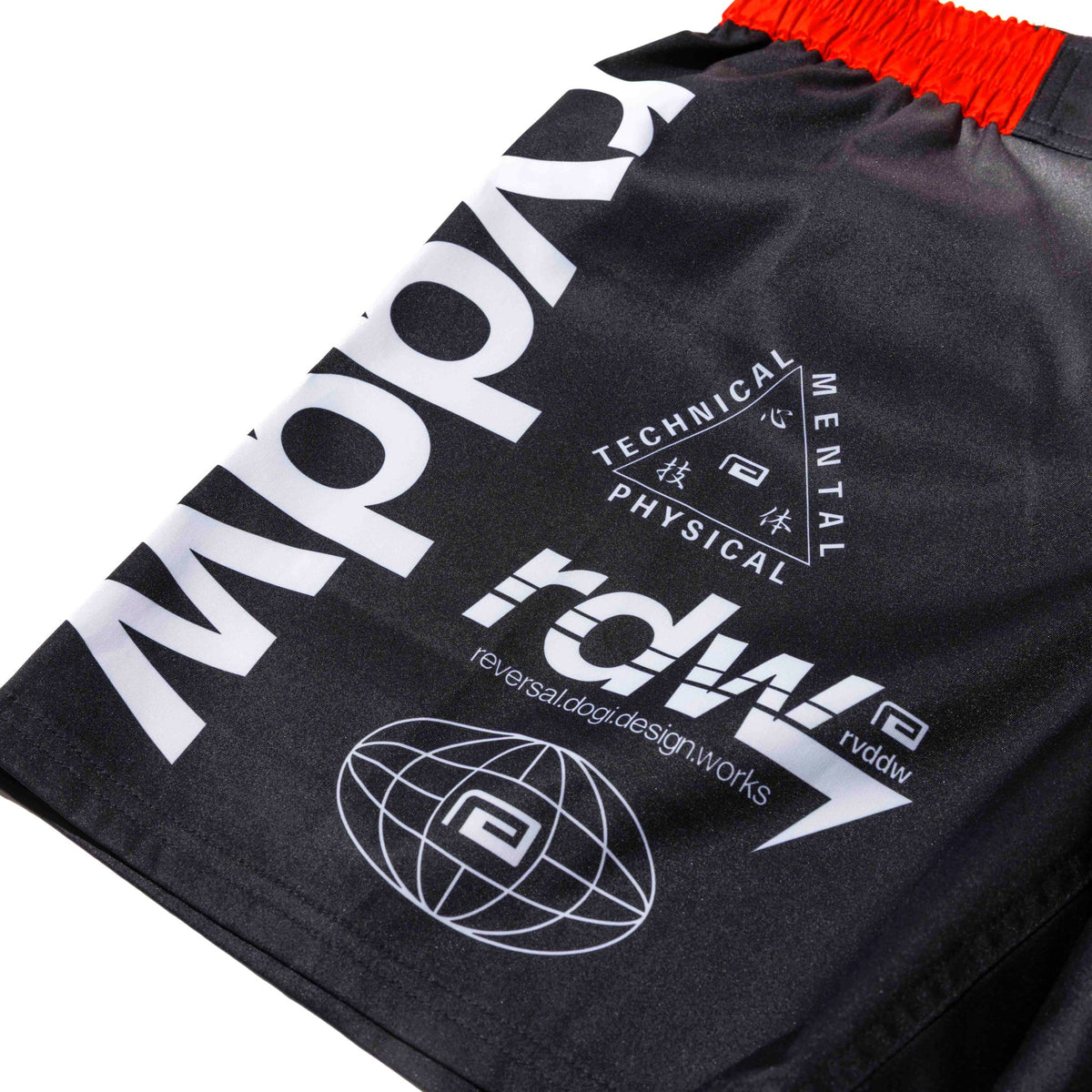 Reversal RVDDW Racing Fight Shorts – Black – detail shot