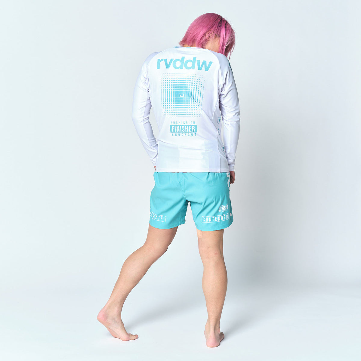 Reversal RVDDW Racing Fight Shorts – Turquoise – model shot