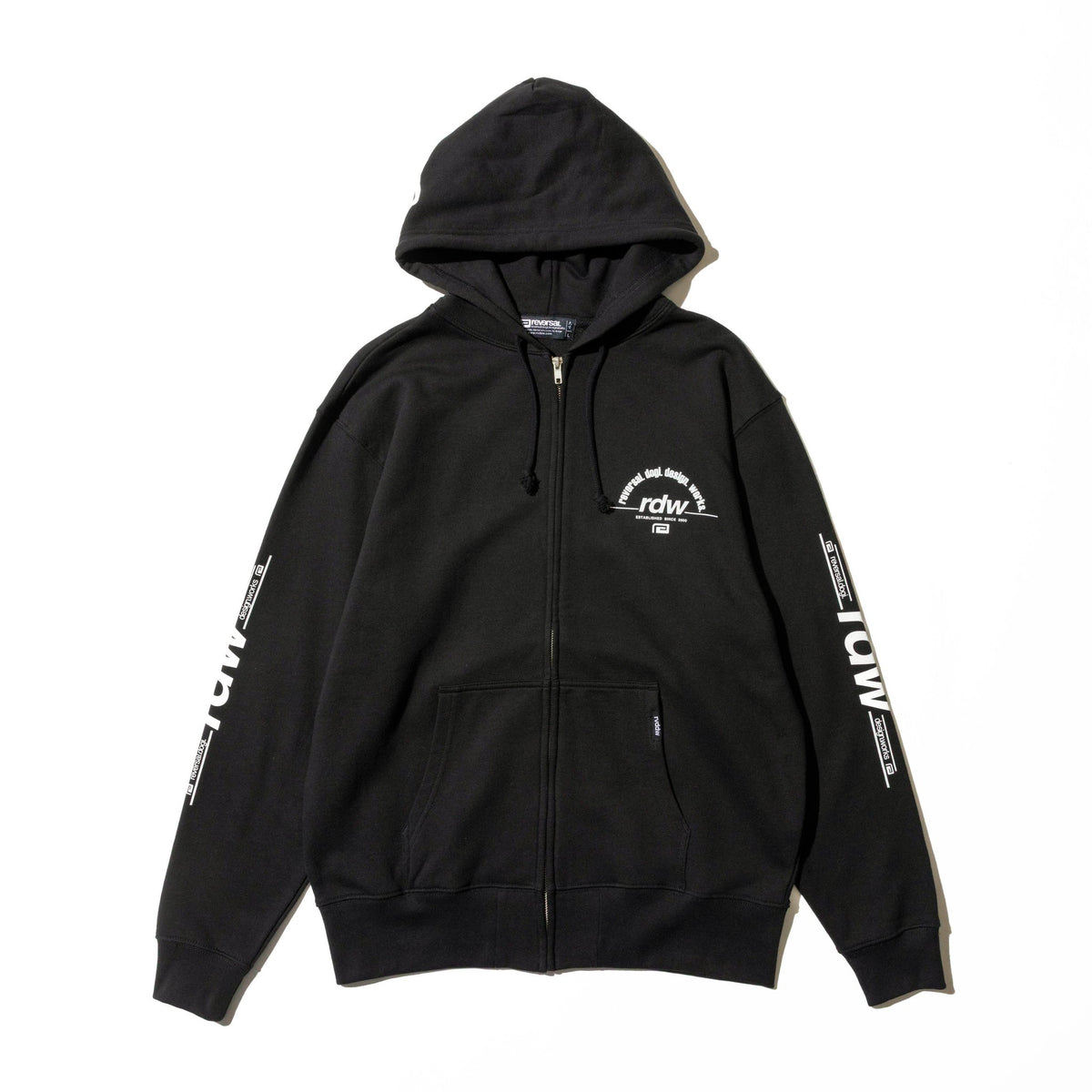 Reversal RVDDW RDW Heavyweight Zip Hoodie – Black – flat lay