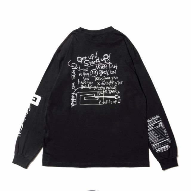 Reversal RVDDW Make A Note Long T-Shirt – Black – flat lay
