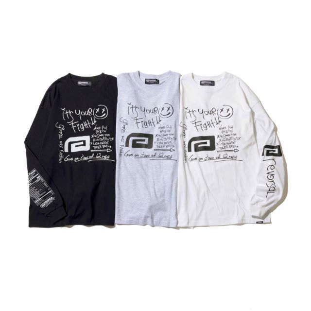 Reversal RVDDW Make A Note Long T-Shirt – Black, Ash and White – flat lay